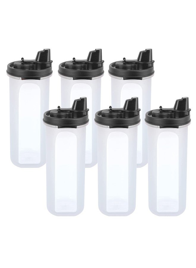 Cutting EDGE Smart Oil Dispenser Storage Air-Tight & Leak Resistant Plastic Round Modular Container for Vinegar, Sauces, Water, Easy Flow, BPA Free, Refrigerator Safe (585 ML, Set of 6, Black) - Image 1
